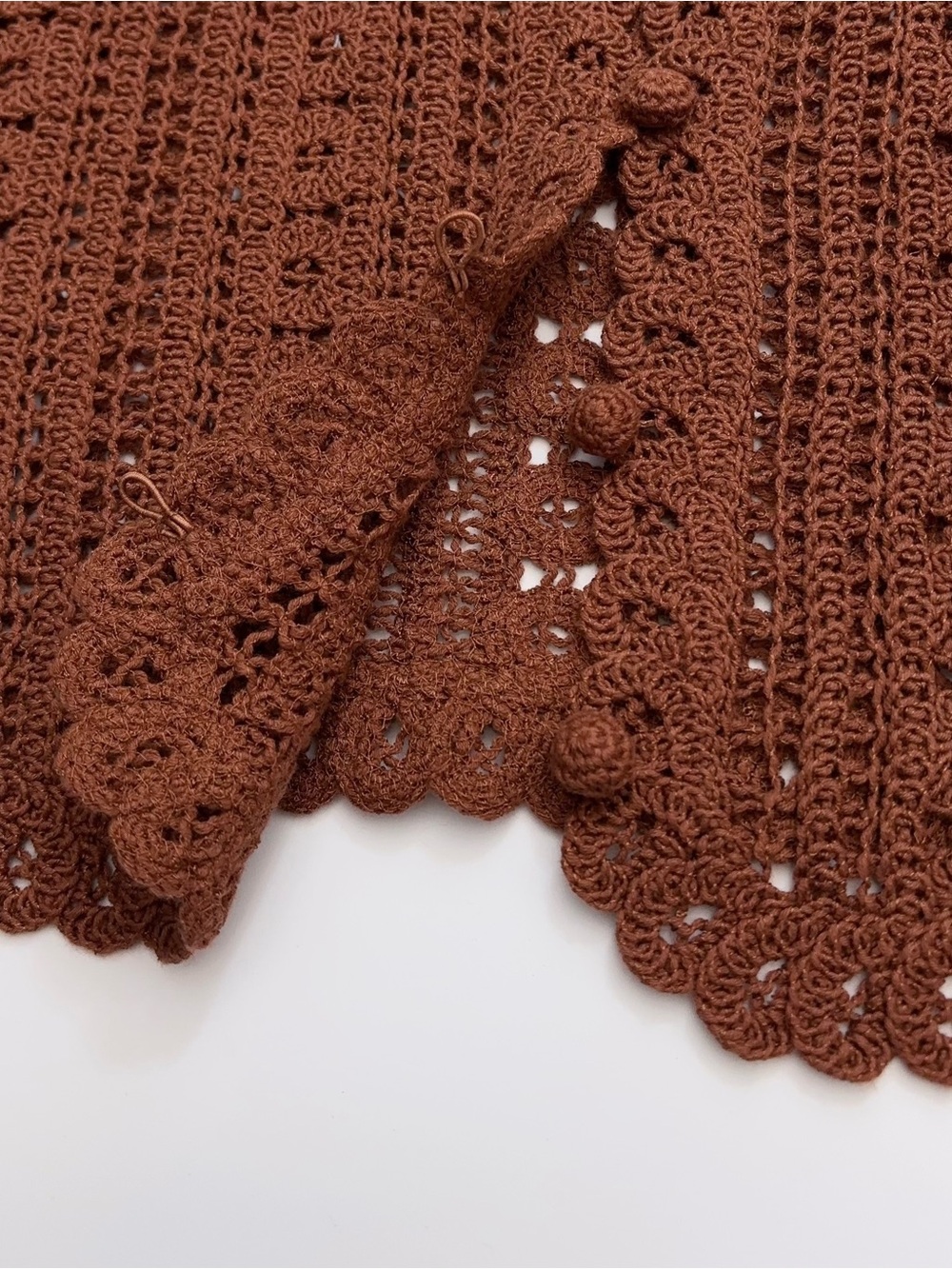 Sezane PALMINA BLOUSE Crochet Button-Front Knit Tank Top, L - Picture 2 of 7